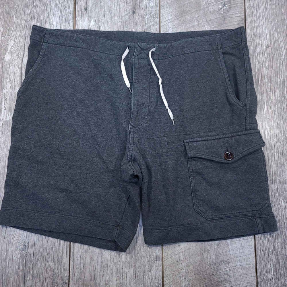 Todd Snyder Cargo Shorts Mens XL Charcoal Grey French Terry Cotton Drawstring